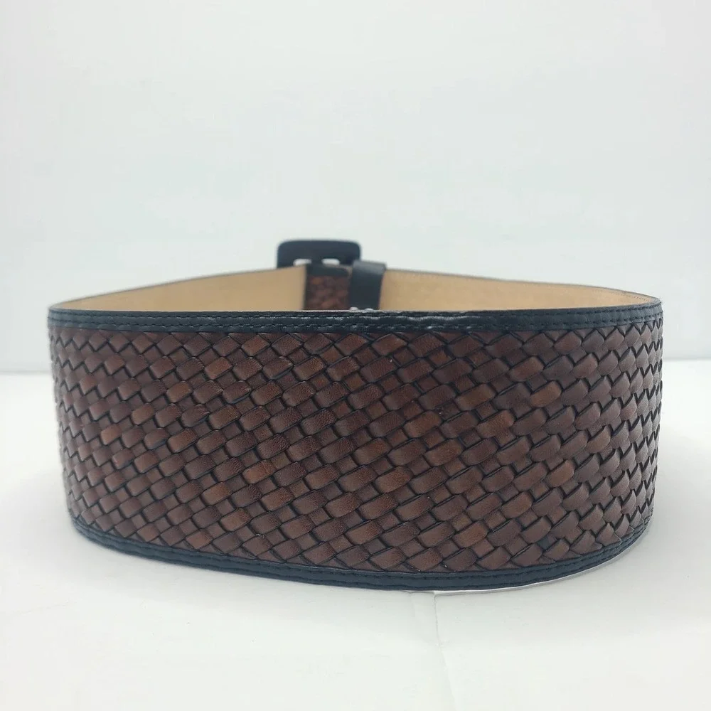 Banana Republic Boho Brown Woven Leather Wide Statement Coastal Cowgirl S